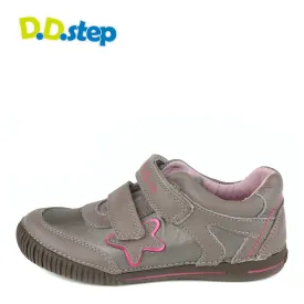 D.D. Step big kid girl double strap shoes khaki with star size US 13-4